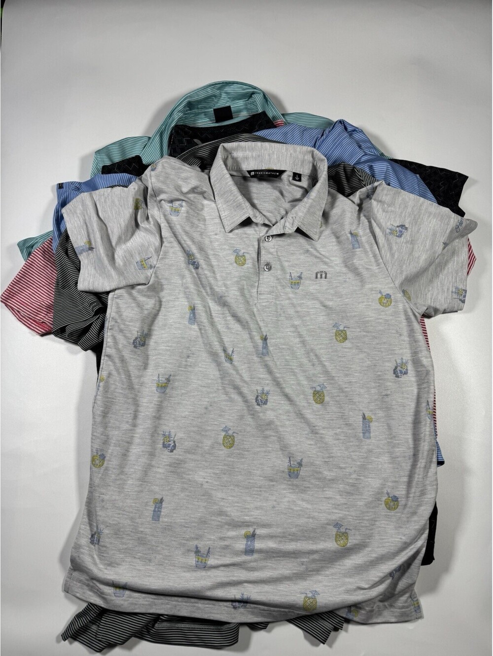 Mens Golf Polo Shirt Lot 5 Large Dunning TravisMathew johnnie-O Performance